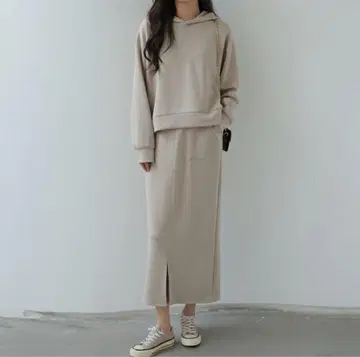 [ 새상품 ] 셋업 여성용 스커트 상하의 세트 후드티