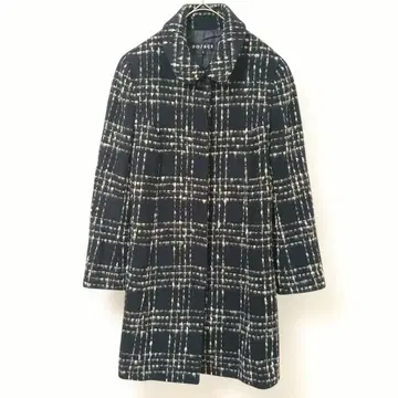 로저스 체크 무늬 롱 코트 L 블랙 스타일리시 따뜻한 가을/겨울 9