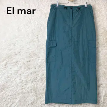 El mar 롱 스커트 나일론 드로스트 카고 스커트 블루그린