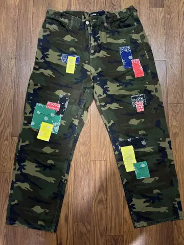 카모 패턴 페이즐리 무늬 패치워크 팬츠