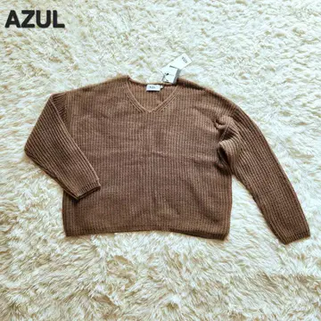 미사용 새상품 AZUL 브라운 브라운 V넥 니트 스웨터
