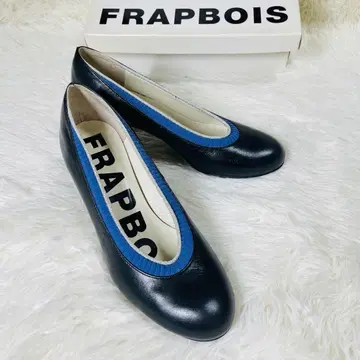 FRAPBOIS 다크 네이비 리브 개성 펌프스 귀여운