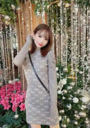 미셸 마카롱 리본 니트 원피스