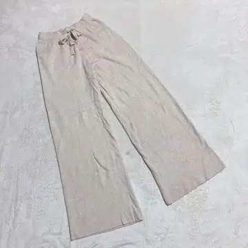 니트 팬츠 바지 와이드 허리밴딩 (M) 베이지 편안한
