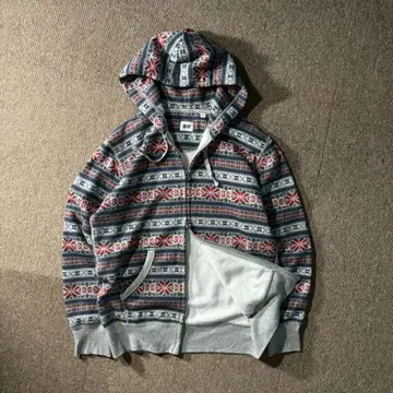UNIQLO DOUBLE ZIP 더블 지퍼 후드티 눈꽃 패턴 노르딕