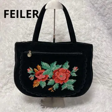 FEILER 꽃무늬 자수 핸드백 블랙