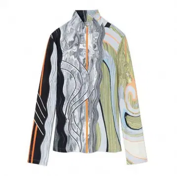 mame kurogouchi marble print jersey top