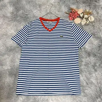 LACOSTE 라코스테 (L) 반팔 티셔츠 보더 로고 코튼 100%