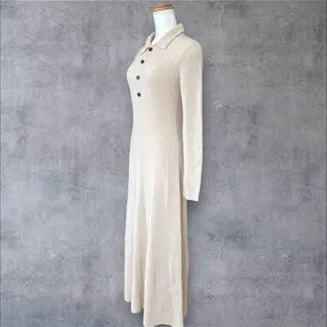 새상품급 뷰티앤유스 울 리브 니트 폴로 플레어 원피스