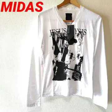 00s MIDAS 미사용 십자가 그리스도 패턴 긴팔 티셔츠 롱티