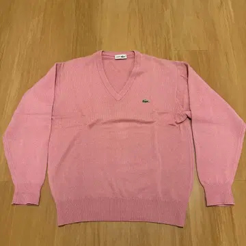 LACOSTE 핑크 V넥 니트 스웨터