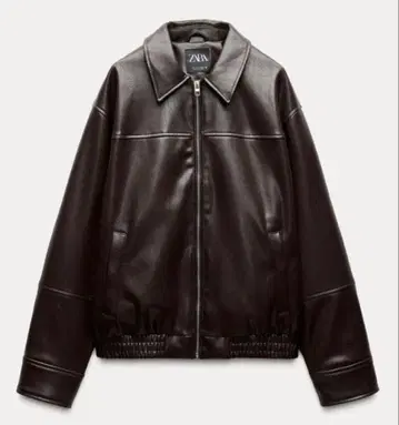 ZARA 다크 브라운 합성 피혁 자켓