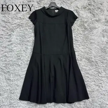 새상품급 폭시 롤 칼라 반팔 플레어 원피스 A라인 포멀 블랙