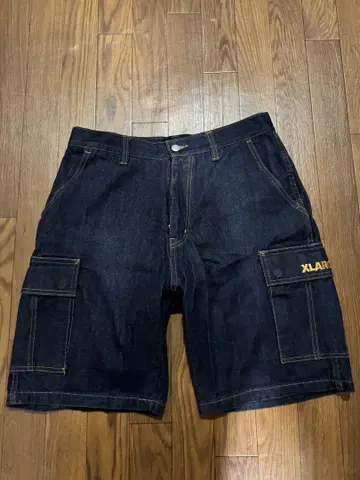 XLARGE 다크 데님 카고 숏팬츠