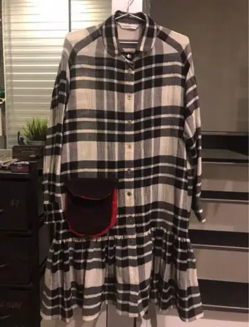 츠모리치사토 체크 셔츠 원피스