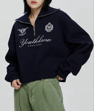 YOUTHKREW SNUG 하프 ZIP (속기모) 네이비 F 사이즈