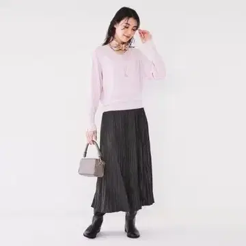 언타이틀 [세탁 가능 허리밴딩] 스웨이드풍 랜덤 플리츠 스커트