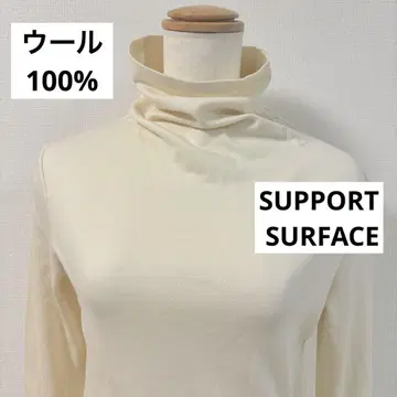 새상품급 SUPPORT SURFACE 울 100% 터틀 티셔츠 크림