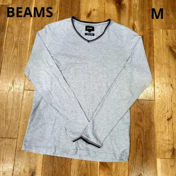 BEAMS [ M ] 그레이 V넥 긴팔 롱티 빔즈