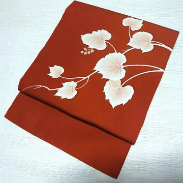 순수 실크 시오제 염색 오비 [ 가을 열매 ]