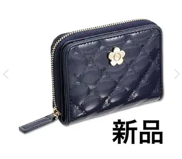 MARY QUANT 마리콴트 에나멜 퀼트 멀티 지갑 네이비