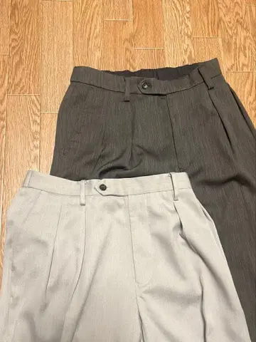 WYM LIDNM 세미 와이드 테이퍼드 슬랙스 브라운 베이지