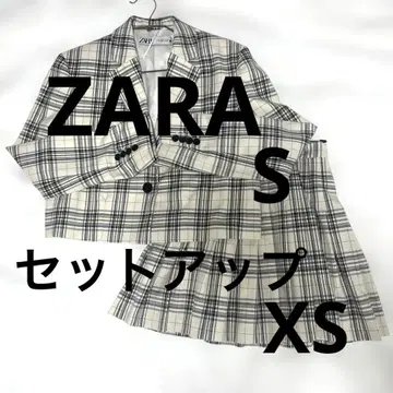 ZARA 셋업 체크 상 S 하 XS