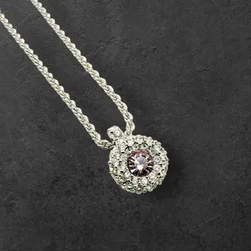 컨디션 최상 스와로브스키 큐빅 핑크 목걸이 로고 각인