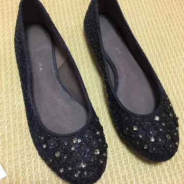 안테이 플리마켓 비쥬 로우힐 펌프스 24cm 네이비 반짝이