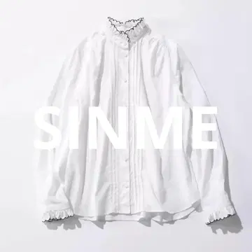 SINME 신메 스칼라 자수 셔츠 M 코튼 100% 긴팔