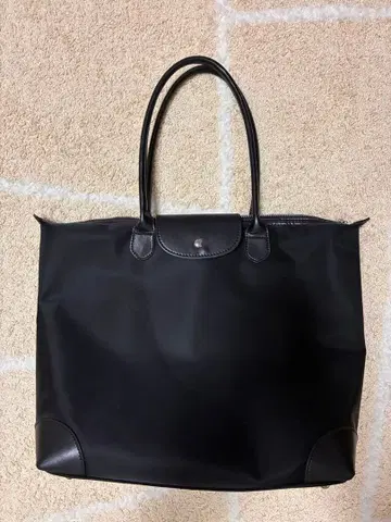나일론 가죽 토트백 블랙