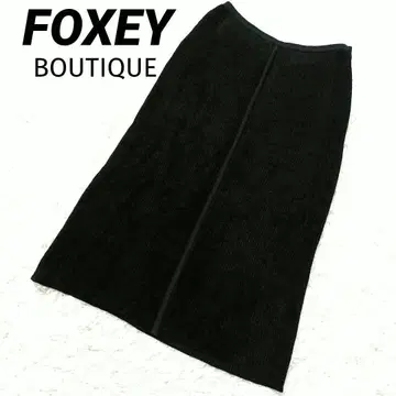 FOXEY 폭시 리브 니트 타이트 스커트 여성용 블랙 슬림