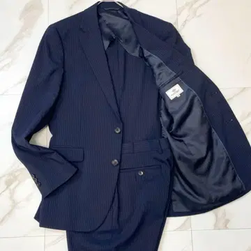 [ 새상품급 ] 빔즈 수트 셋업 네이비 스트라이프 워셔블 48