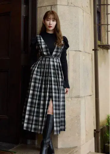 herlipto Classic Plaid Jumper Dress M