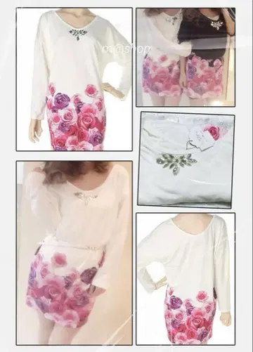 DaTuRa 밑단 로즈 패턴 돌먼 원피스 꽃무늬 플라워