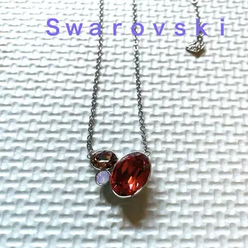 [거의 미사용] 스와로브스키 목걸이 액세서리 여성용 빨간색