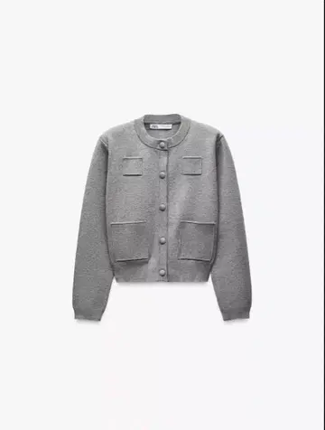 자라 ZARA 플레인 니트 자켓 패디드 숄더 그레이 S 사이즈