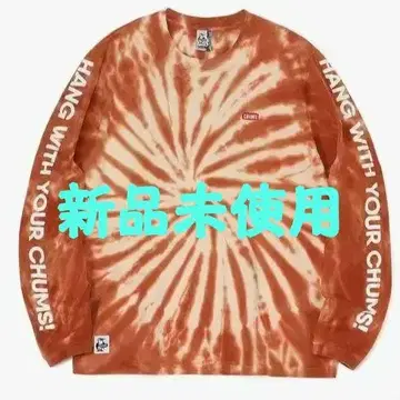 CHUMS 브라운 타이 다이 긴팔 티셔츠 XL