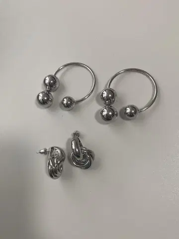 실버 볼 후프 귀걸이 세트