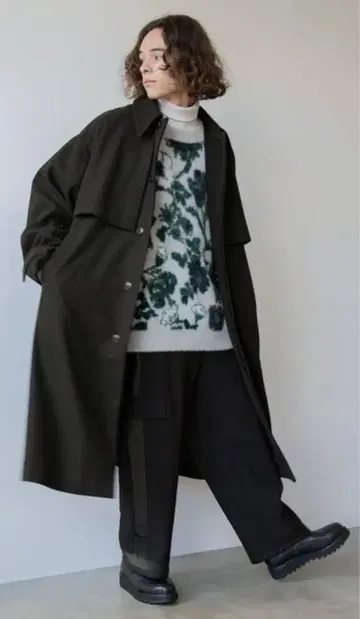 HARE 롱 코트 트렌치코트 블랙