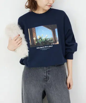슬로브 이에나 WEAR VOYAGE SLOBE 별주 포토 프린트 맨투맨