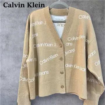 [ 새상품급 ] Calvin Klein 가디건 니트 카멜 브랜드 로고