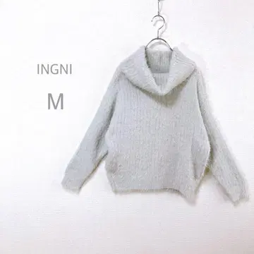 [ INGNI ] 오프 터틀 샤기 니트 오버 사이즈 빅 루즈 복슬복슬