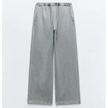 [ 택 포함 새상품 ] 와이드 레그 하이 라이즈 조거 데님 팬츠