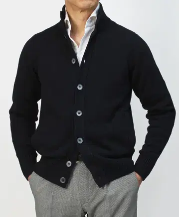 ZANONE 자노네 스탠드 카라 가디건 네이비