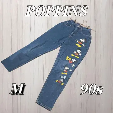 레어 POPPINS 90s 빈티지 데님 미키 자수 디즈니