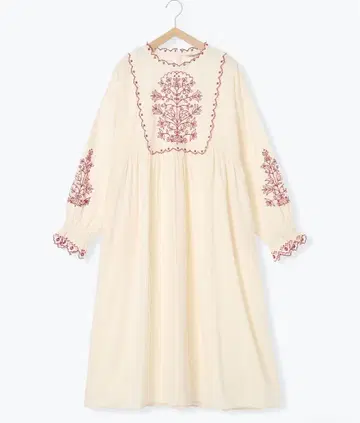 배색 자수 원피스 오프 사만사 모스모스 SM2 원피스 자수