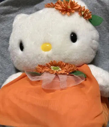 헤이세이 레트로 헬로키티 봉제 인형 오렌지 드레스 2000년 제조
