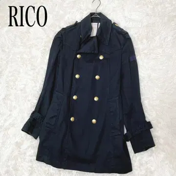 [레어] RICO 리코 트렌치코트 네이비 골드 버튼 벨트 포함 S