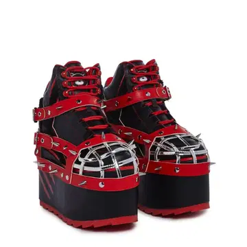 YRU 그루미 통굽 스니커즈 빨간색 블랙